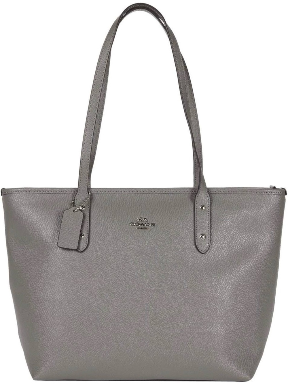 Coach Silver-Gray Leather Tote
